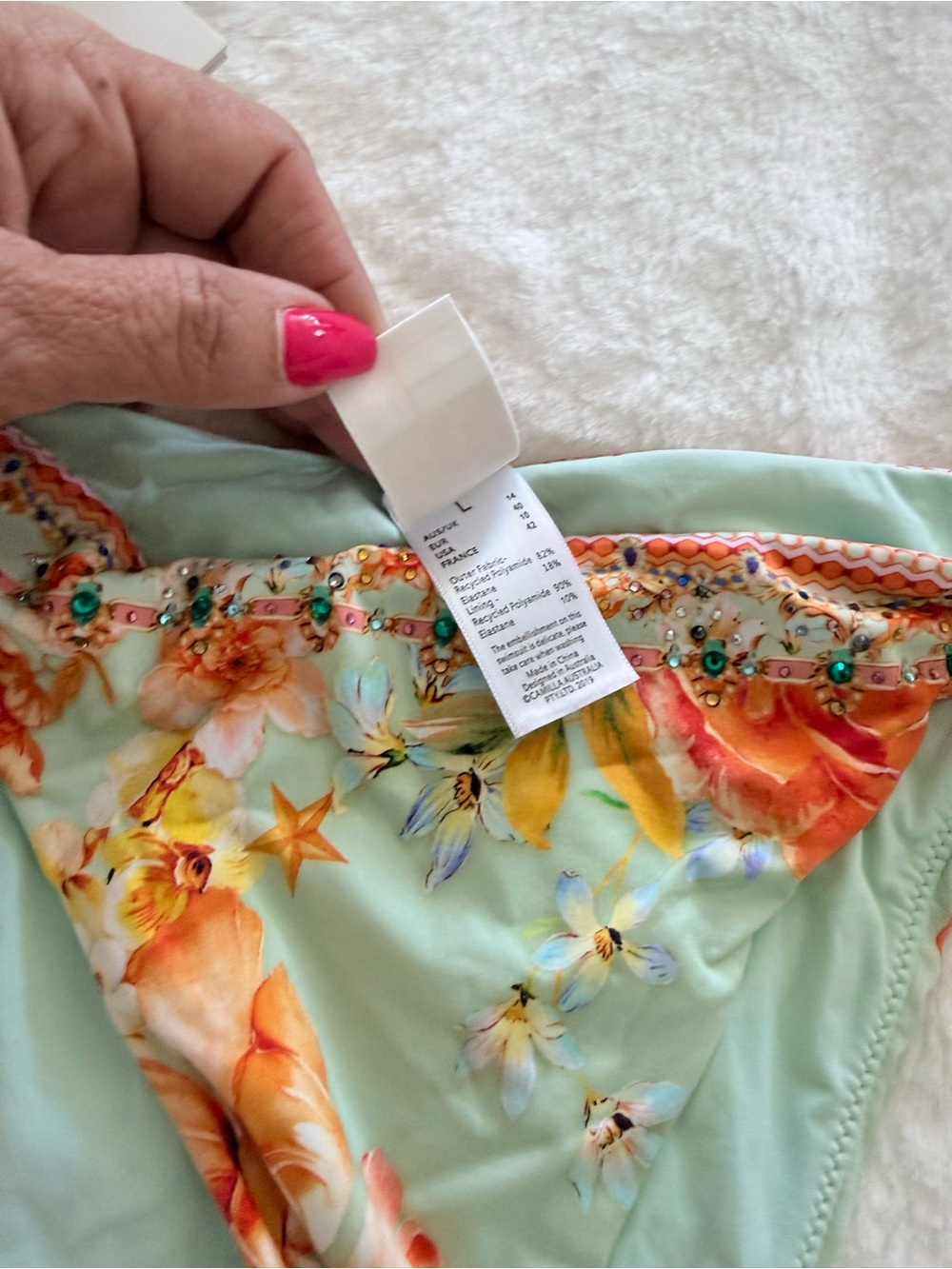 Floral String Bikini Set in Mint Green with crystals by Camila - Picture 6 of 6